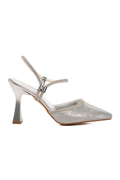 Aspor Silver Gray Thin Heeled Women's Evening Dress Shoes