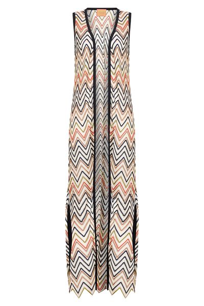Whenever Company Black Green Orange Zigzag Patterned Beach Flow Vest