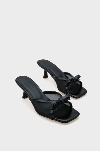 Capone Outfitters Midge Damen-Hausschuhe mit mittlerem Absatz und Netzschleife