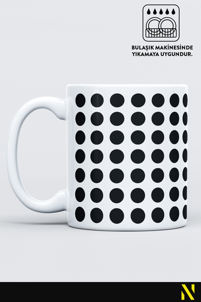 nilizma Black Color Dot Dot Pattern Colored Mug Cup - 330 ml Mug | Stylish And Durable Design