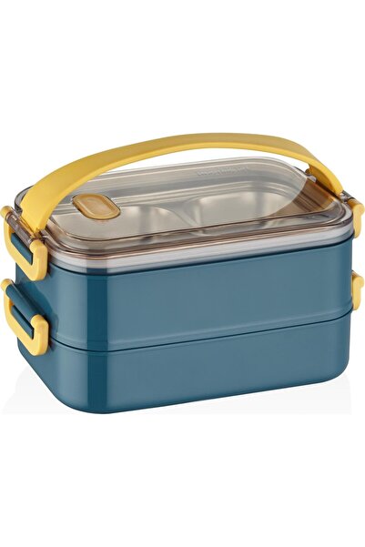 high value BEAR&DEER ÇELİK İKİ KATLI BESLENME KABI PASTEL LACİVERT