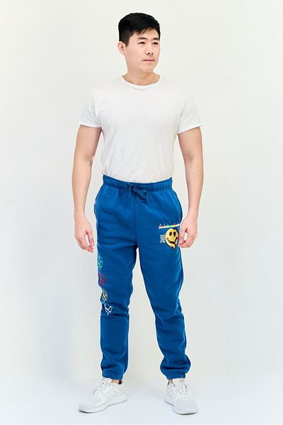 Originals by Brooklyn Cloth Men Graphic Print Jogger Pants, Teal Blue