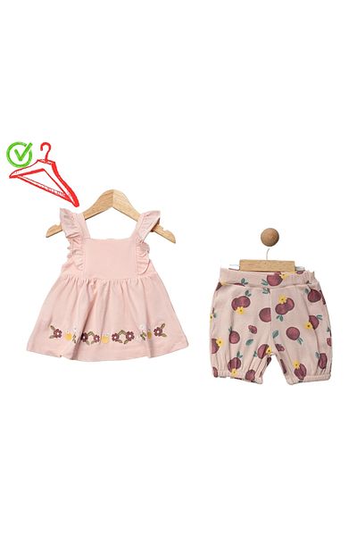 DECO 216-05-25 Girl's Suit Shorts with Flower Embroidered 9/36 Months