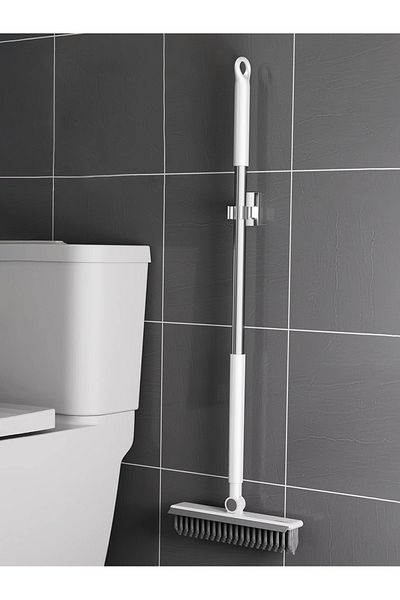 Doori V-Shaped with Squeegee Bathroom Floor Tile Cleaning Brush Bathroom Balcony Brush for Corner Crevice