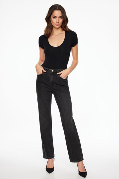 JustMORE Women's Flounce Collar Short Sleeve Snap Fastener Bodysuit