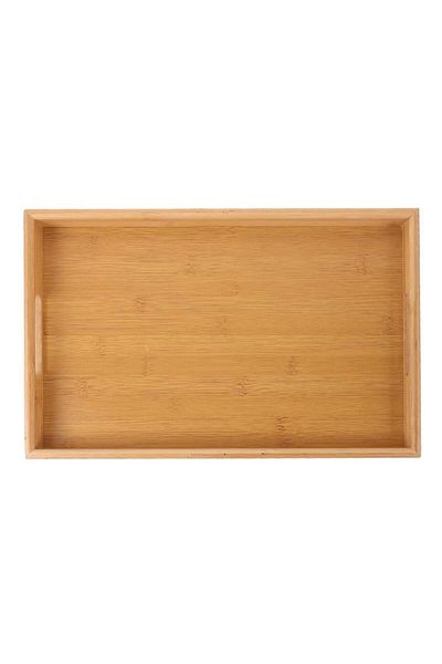 PUFO Tavă de servire cu mânere din bambus, 38 x 25 cm, maro
