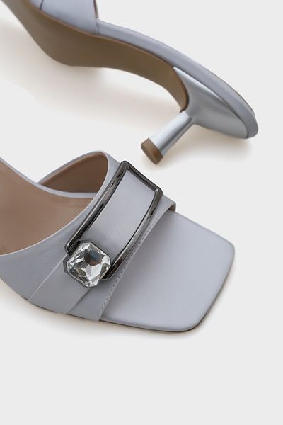 Capone Outfitters Mina Blunt Toe Medium Heeled Stone Single Strap Women's Slippers