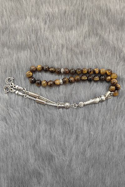 Chavin 6 Mm. Natural Stone Rosary with Tiger Eye Stone Ev92