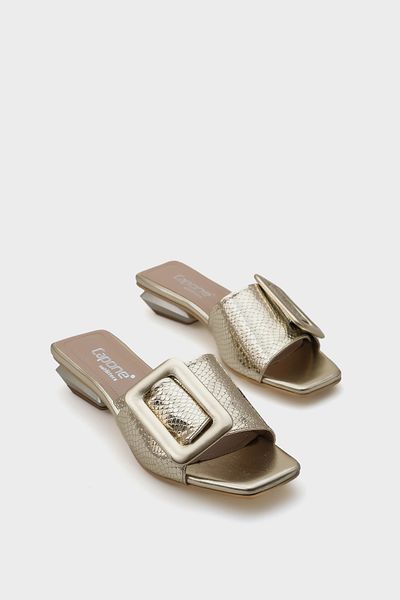 Capone Outfitters Γυναικείες παντόφλες Malia με κοντό τακούνι λουστρίνι κροκόδειλου