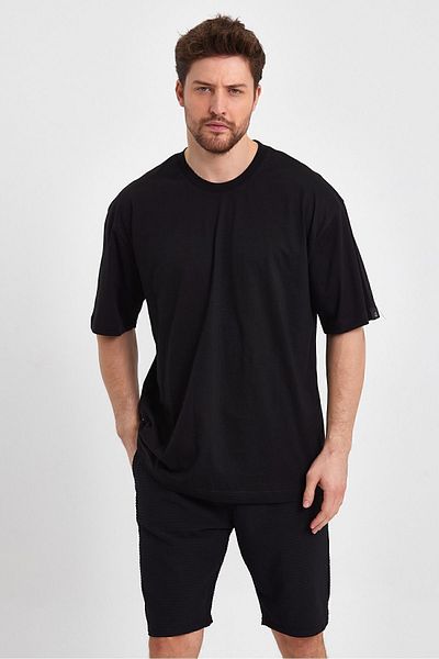 THE RULE Unisex 3 Πακέτο Μαύρο-άσπρο-καφέ Oversize 100% βαμβακερό φαρδύ φαρδύ μπλουζάκι με λαιμόκοψη Basic