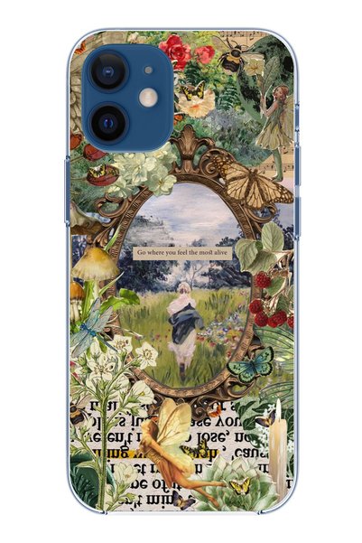 TechTree iPhone 12 Mini Compatible Green Nature Transparent Silicone Case