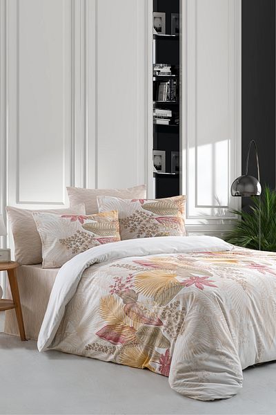 Evimemoda Powder Color Double Ranforce Duvet Cover Set