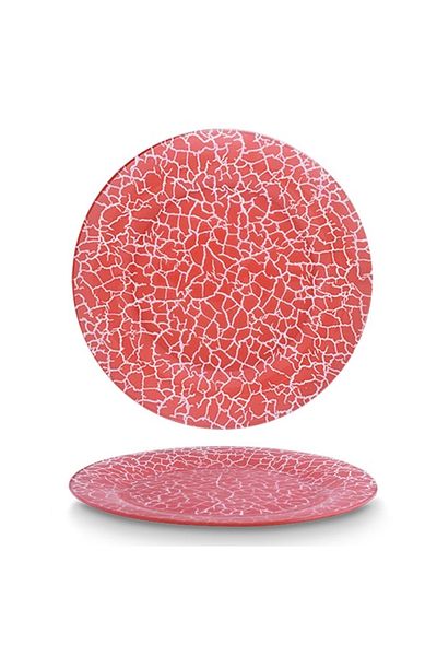 PUFO Set de 6 farfurii elegante din sticlă Pufo Elegant Red pentru servirea aperitivelor, deserturilor, 28 cm, roșu
