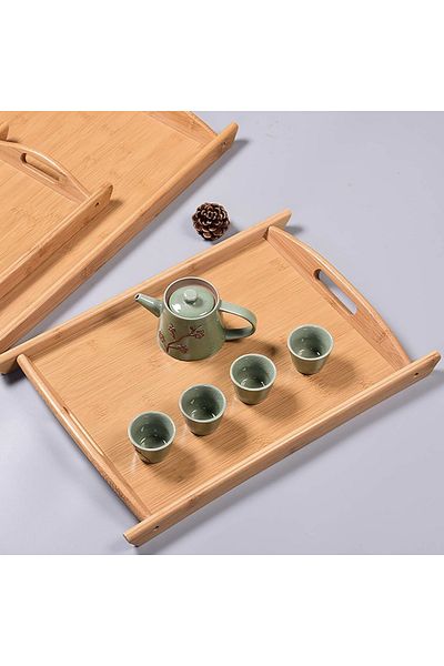PUFO Serve bamboo wooden serving tray with handles, 44 cm, brown
