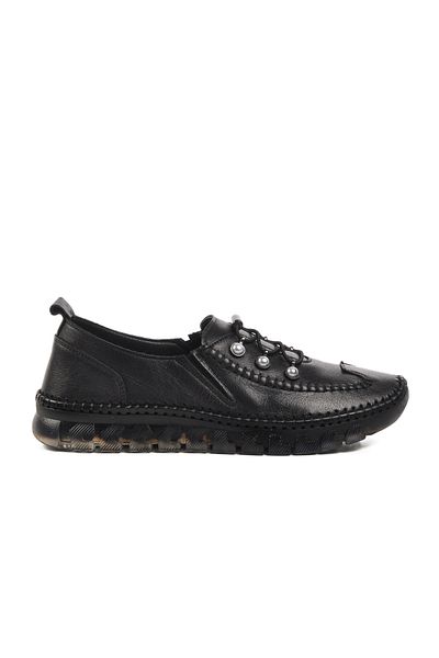 Voyager Black Genuine Leather Anatomical Women's Daily Casual Shoes