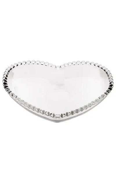 PUFO Bol elegant din sticlă, formă de inimă, pentru servirea alunelor, fisticului, bomboanelor, gustărilor, 22 cm