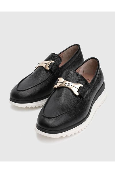 İLVİ Ophira Genuine Leather Black Women Loafer