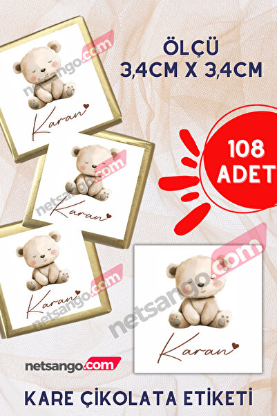 Netsan Etiket 108 Adet Kare Madlen Çikolata Etiketi İsme Özel İkiz Bebek Kız ...