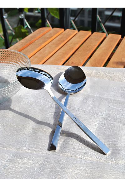 Qualitev Set of 2 Stainless Steel Serving Spoon Presentation Spoon 22 cm
