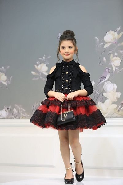 Ribbon kids Girl's Design Lace Laced Evening Dress + Off-The-Shoulder Linen Jacket + Bag 3-Piece Combination