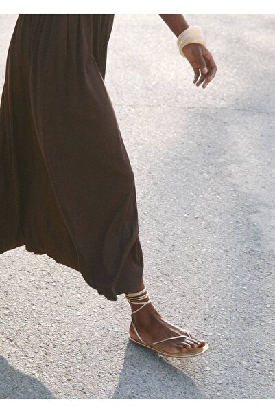 MANGO Woman Ριγέ σανδάλια