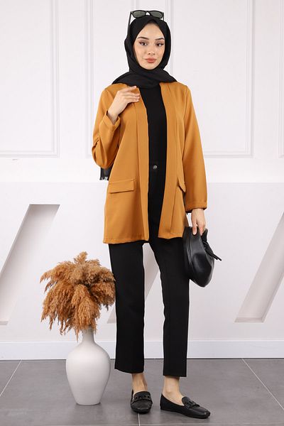 İmajButik Μπουφάν κρεπ με πέτο με σάλι