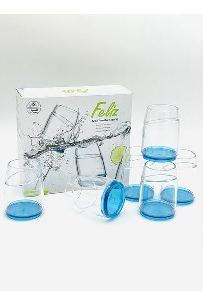 ALSAIF Al-Saif Acrylic Cup Set of 6 Transparent/Blue 6x350ml