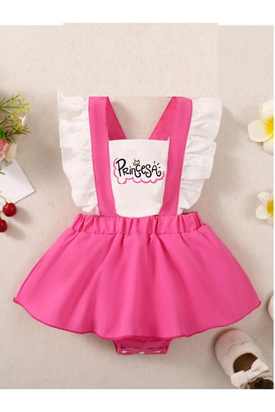 bebekpare Girl's Ruffle Romper Dress Princess Printed