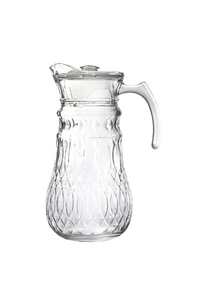 PUFO Ellegant glass carafe for water, lemonade or juice, 1.8 L, transparent