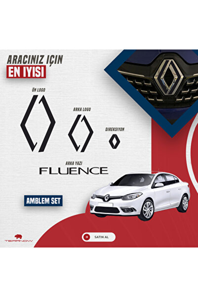TEARNOW Fluence (2012-2016) Yeni Tarz Amblem Kaplama Sticker - Piano Black, Siyah