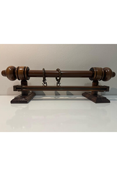 rustikstore ZE-SA RUSTİK- ASFOR CEVİZ Tek Raylı Ahşap Rustik Perde Askısı Rus...