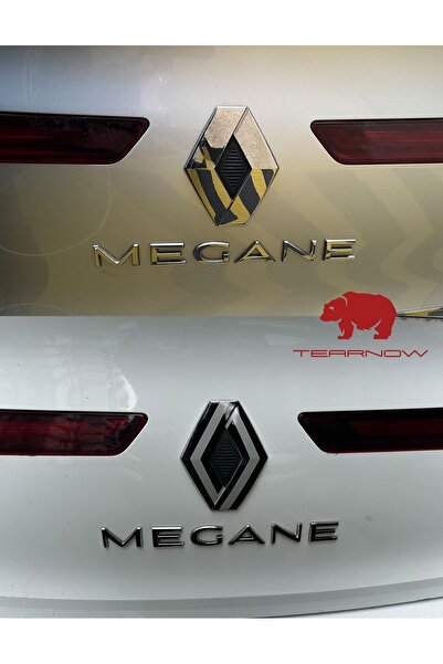 TEARNOW Megane 4 (2016-2025) Yeni Tasarım Amblem Kaplama Sticker - Piano Black, Siyah & Gri