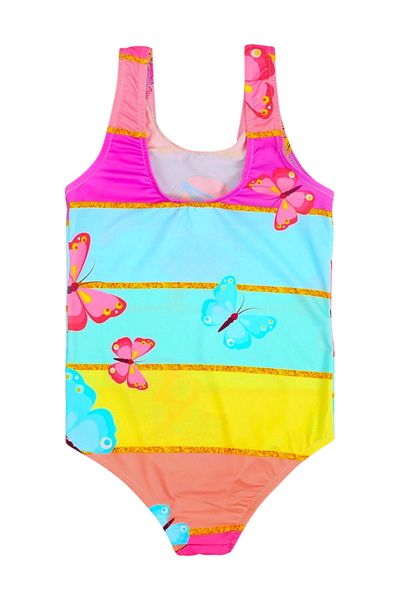 Papiş Stylish Butterfly Lol Baby Printed Girl's Swimsuit Sea Bikini Quick Dry Stretchy Comfortable Fit 2-11 Years