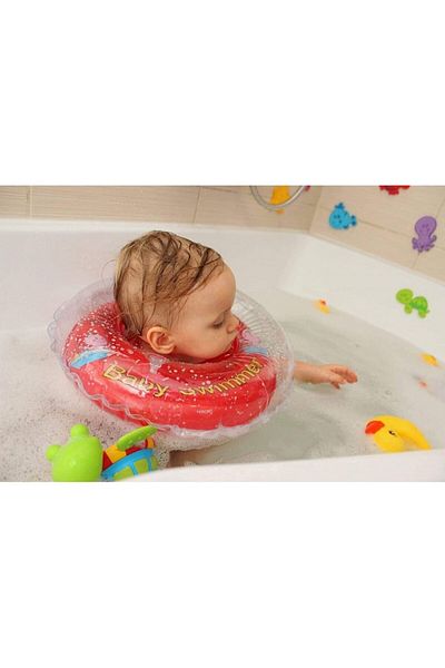 Babyswimmer Red Baby Neck Warmer With Rattles 0-24 Months