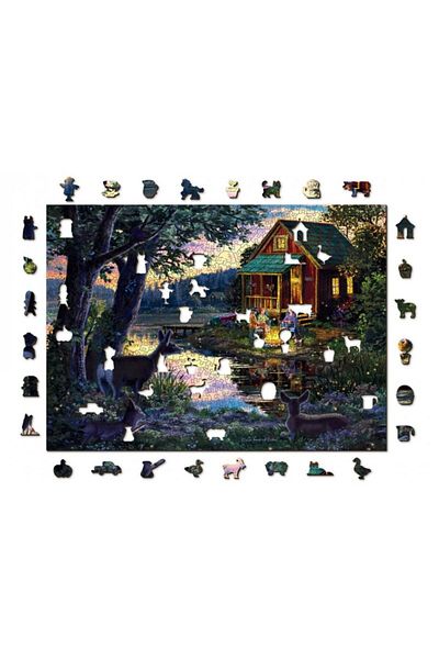 Wooden City Wooden Puzzle Evening at the Lakehouse XL, Wooden City, 750 pieces