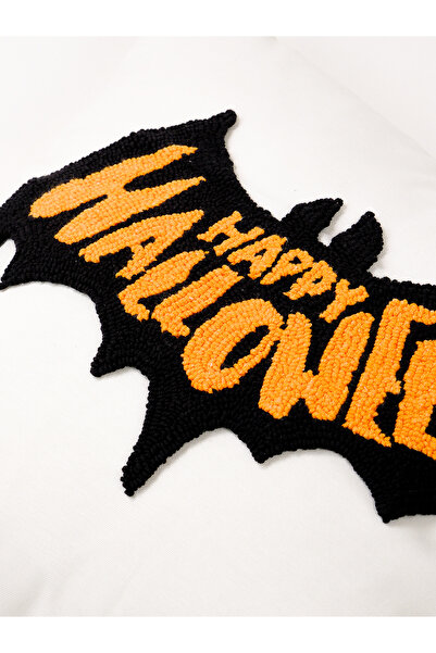 Galia Tasarım Bat Signal - Halloween Series Bat Figured Punch Pillow Cover