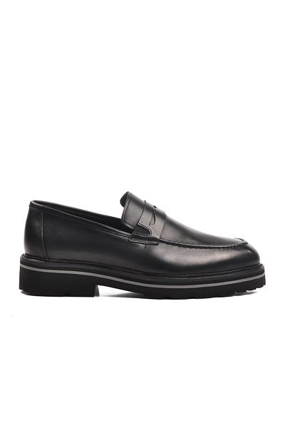 Aspor Black Genuine Leather Men's Loafer Shoes