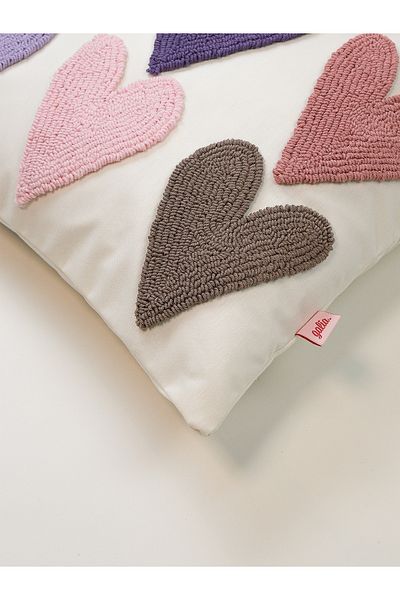 Galia Tasarım Love Drop - Heart Punch Throw Pillow Cover - Pastel