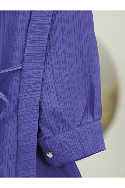 Modamorfo Сорочка з перламутровими ґудзиками на плечах і зав'язкою на талії - синя