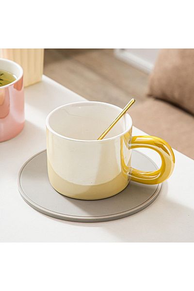PUFO Glossy ceramic mug for tea, coffee, 250 ml, yellow