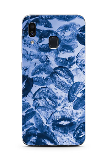 moonset Samsung Galaxy A20 / A30 Uyumlu Mavi Dudaklar Tasarımlı Baskılı Şeffa...