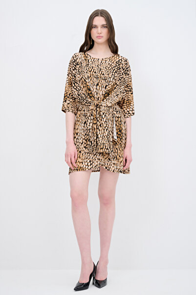 Love My Body Leopar Desenli Örme Elbise