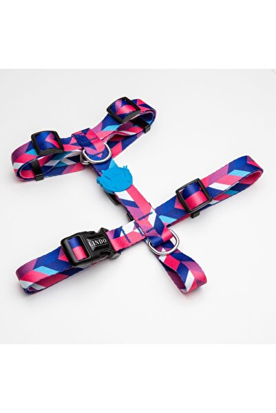Genel Markalar Lindo Dogs Pink Dream H Tipi Köpek Göğüs Tasması Mavi/Pembe Beden Large