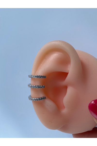 kurukafagift Earcuff Cartilage Pinch Earrings 3 Rows Single Earrings