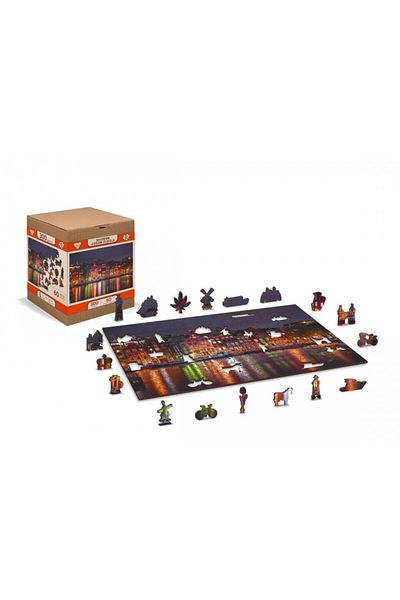 Wooden City Wooden Puzzle AMSTERDAM BY NIGHT S, Wooden City, 75 pieces