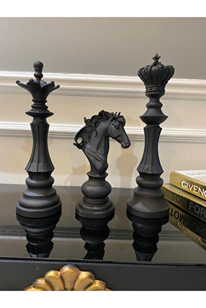 SZN DEKOR 3'lü Satranç Seti , Santraç Taşı, Şah,vezir,at ,santranç Biblo