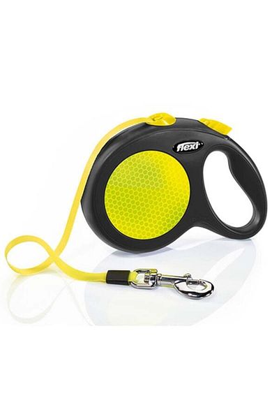 Flexi Neon Reflective Strip Automatic Dog Walking Collar Large Black 5 Mt