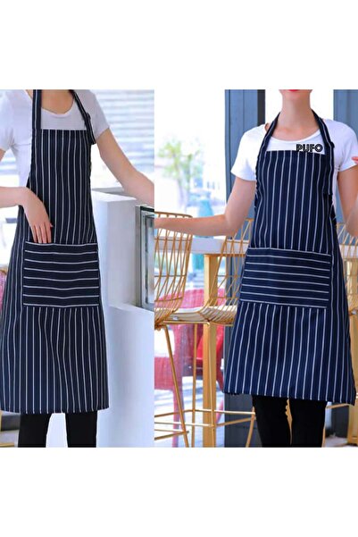 PUFO Șorț de bucătărie simplu, șorț de gătit, mărime universală, albastru marin