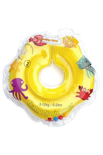 Babyswimmer Yellow Baby Neck Warmer With Rattles 0-24 Months