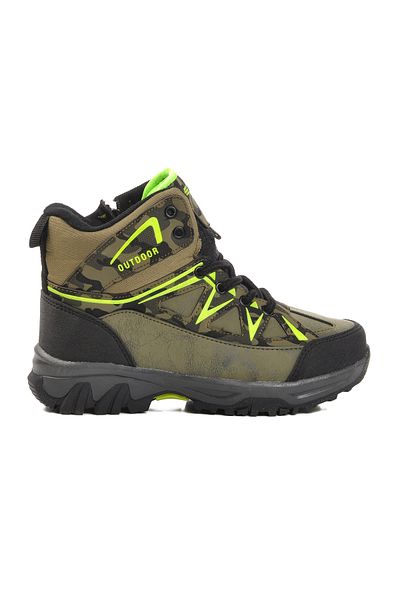 Aspor Khaki Green Camouflage Kids Trekking and Outdoor Boots